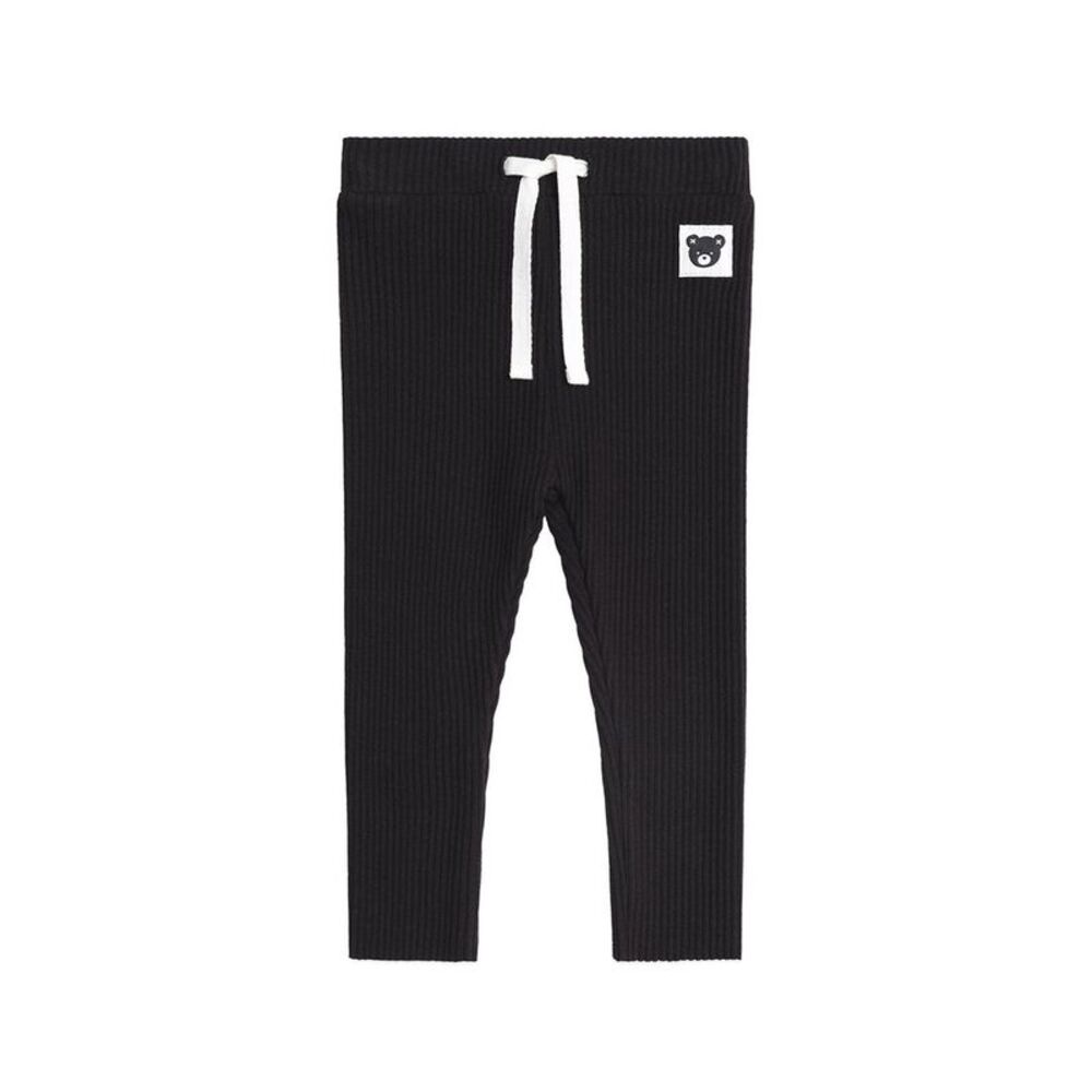Huxbaby Girls Black Rib Legging, Black